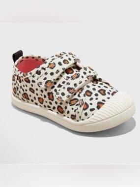 Cat & Jack Leopard Print Velcro Sneakers - Cream and Brown